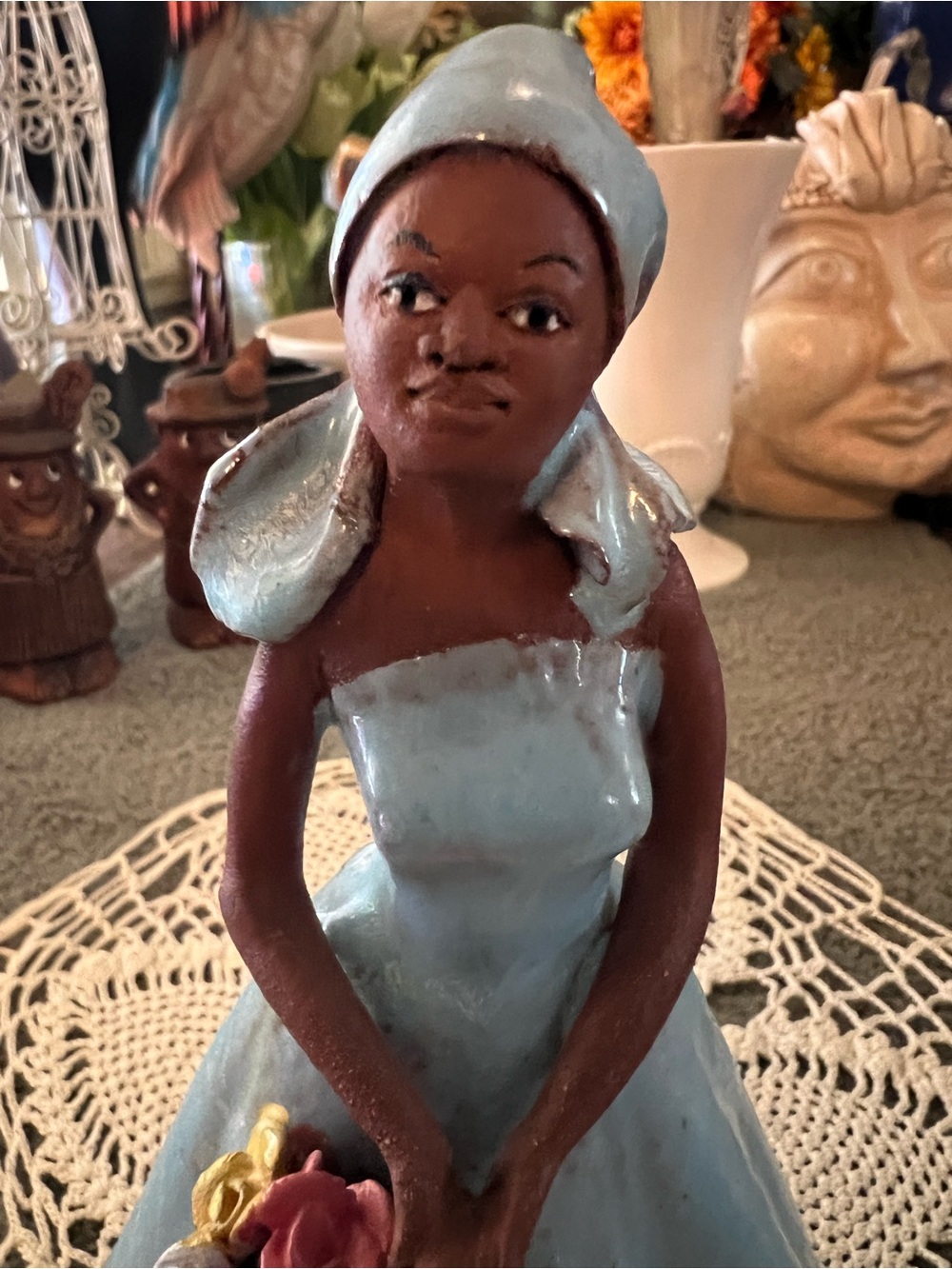 Vintage Handcrafted Folk Art 7”tall Caribbean Jamanican Gorgeous EUC